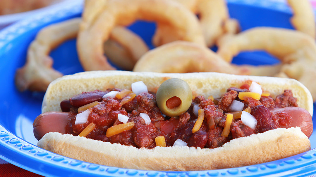 Sonic Chili Dogs with Gold Onion Rings