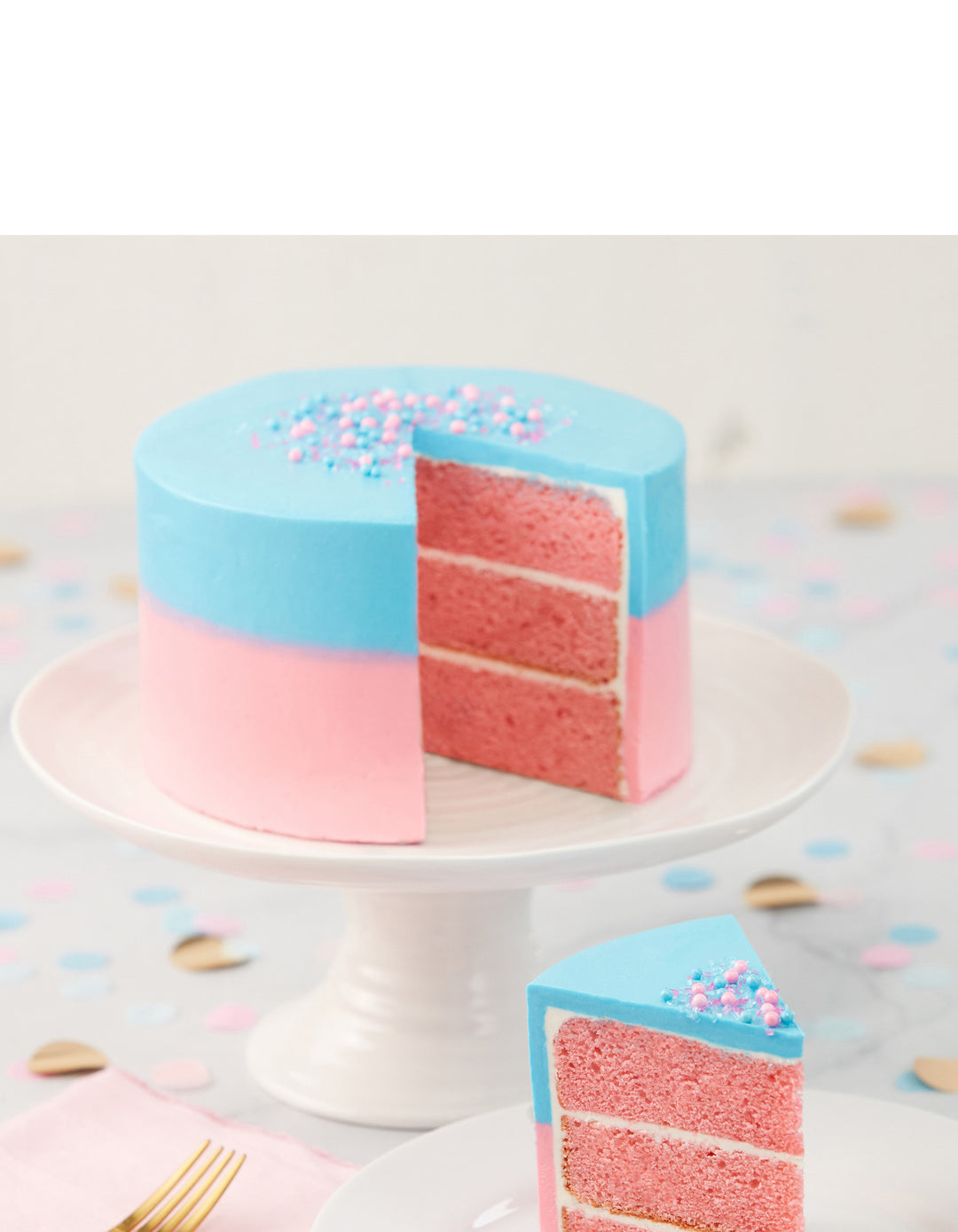 Gender Reveal Ombré Cake